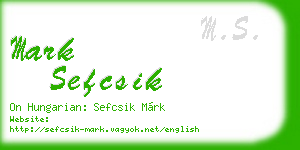 mark sefcsik business card
